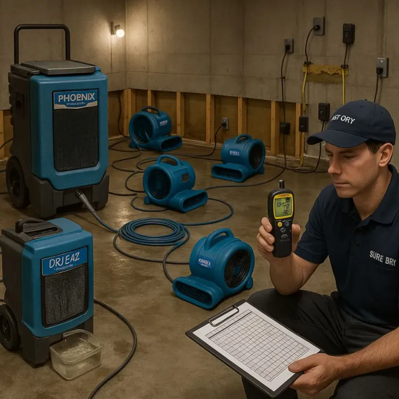Structural Drying and Dehumidification process in McLeod County, MN